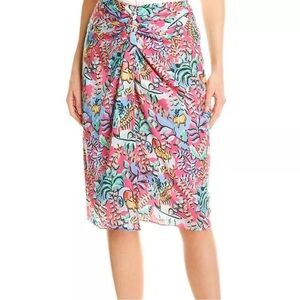 J.McLaughlin Blakely Fresh Rose Field Twist Front Floral Midi Skirt Size 10 NWT
